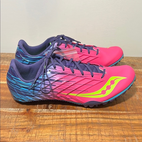 Saucony Shoes - NWOT Saucony Womens Spitfire 5 Pink/Purple Running Shoes Racing Track, Size 12